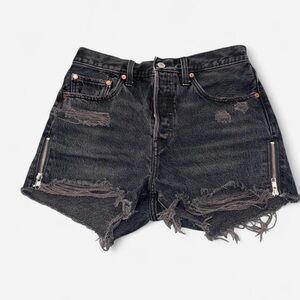 Levi's Black Distressed Jean Shorts